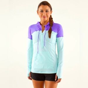 Rare🦄 Lululemon Runbeam Hoodie Jacket Aquamarine / Power Purple Size 6